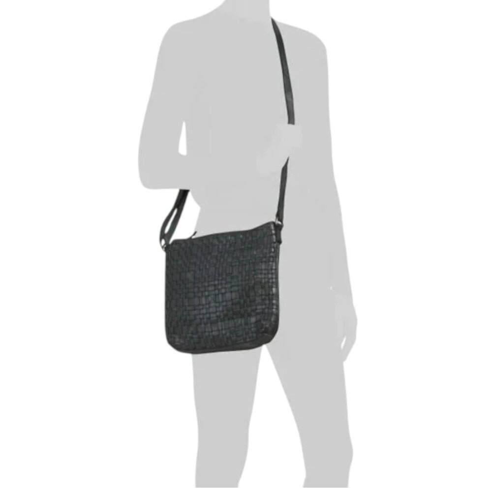 VILENCA Grey Leather Irregular Woven Crossbody - Picture 2 of 2